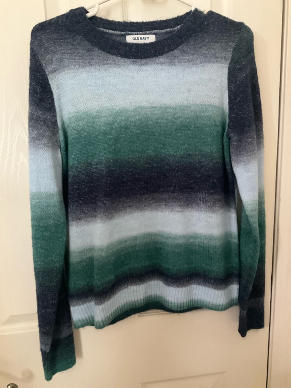 Old Navy Green, Gray & White Ombre Crewneck Sweater Women Size M